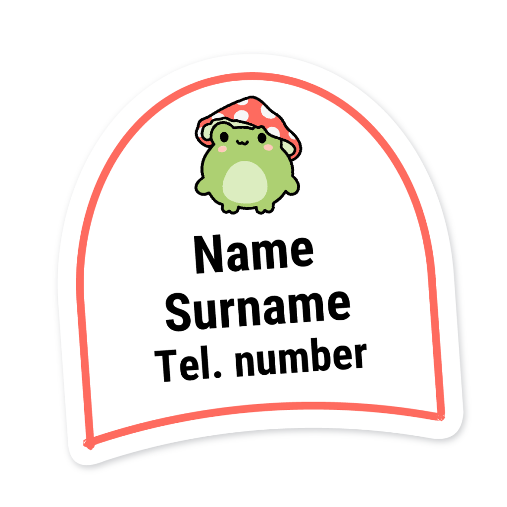 16 Personalised Shoe Labels | Frog, personalised with your child's name