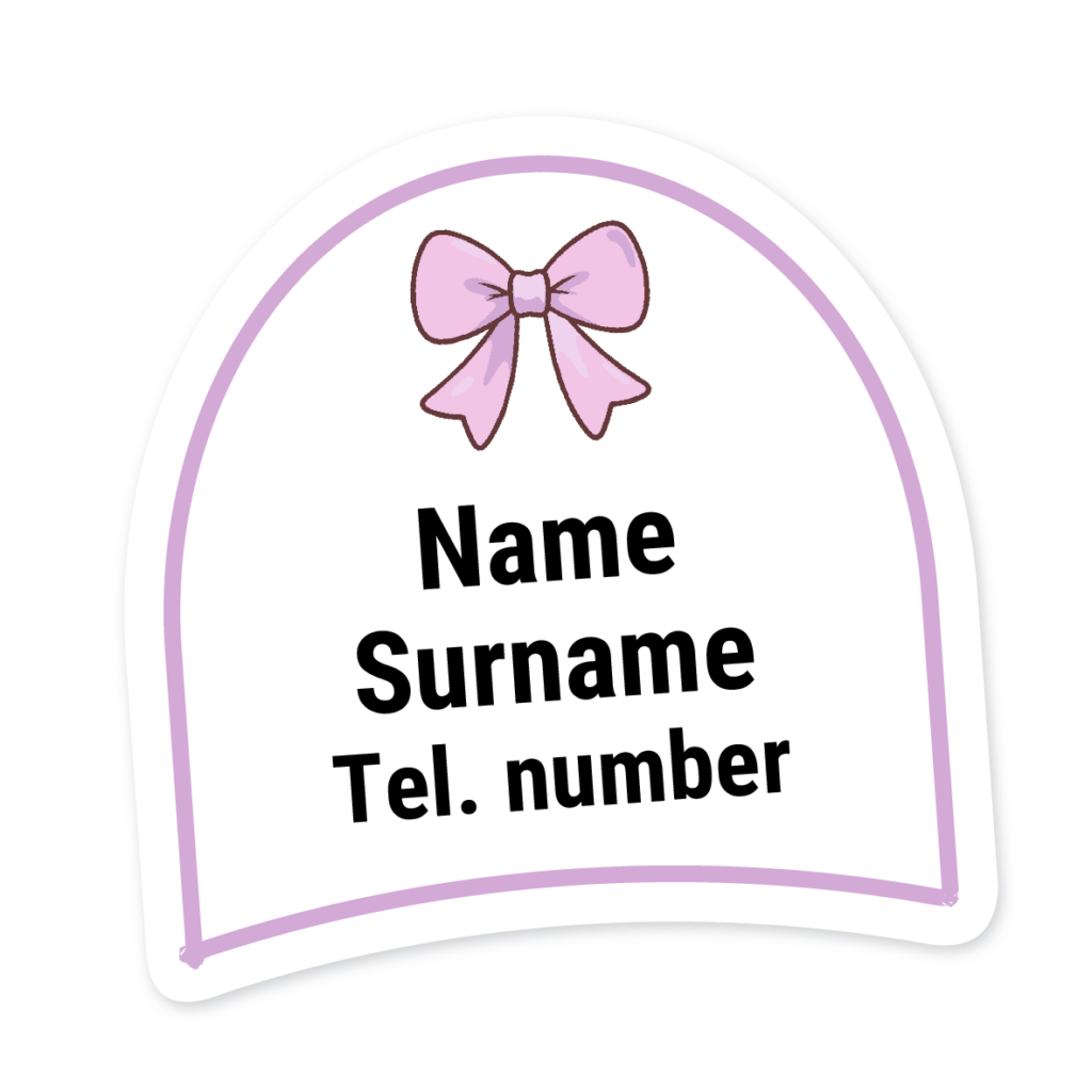 16 Personalised Shoe Labels | Bow, personalised with your child's name