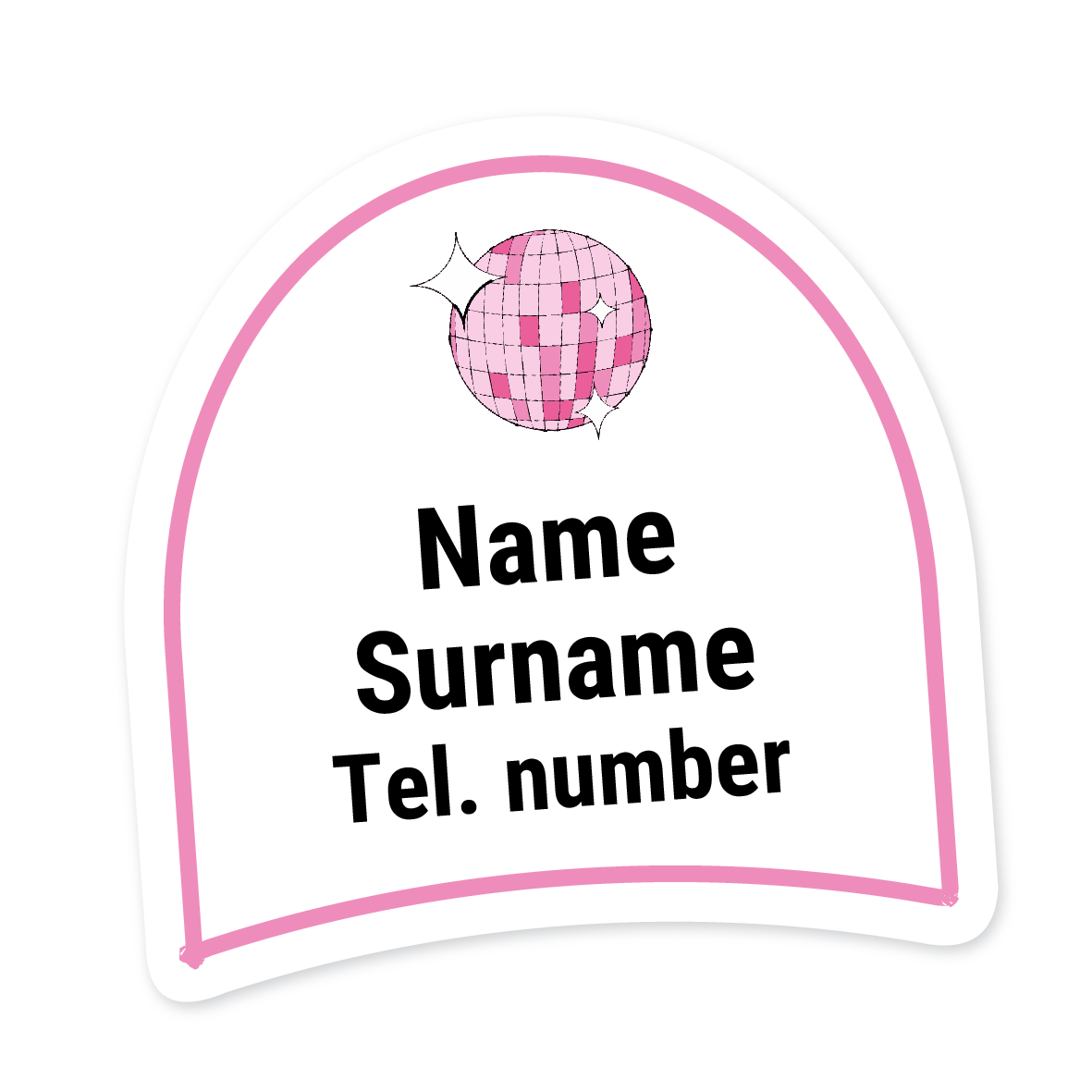 16 Personalised Shoe Labels | Glitter Ball, personalised with your child's name