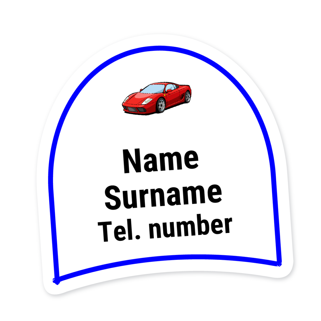 16 Personalised Shoe Labels | Racing Car Red, personalised with your child's name