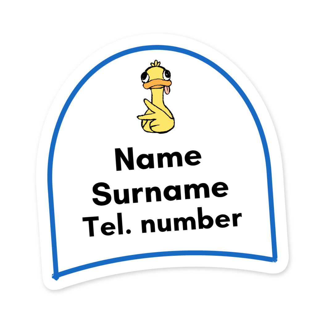 16 Personalised Shoe Labels | Duck, personalised with your child's name