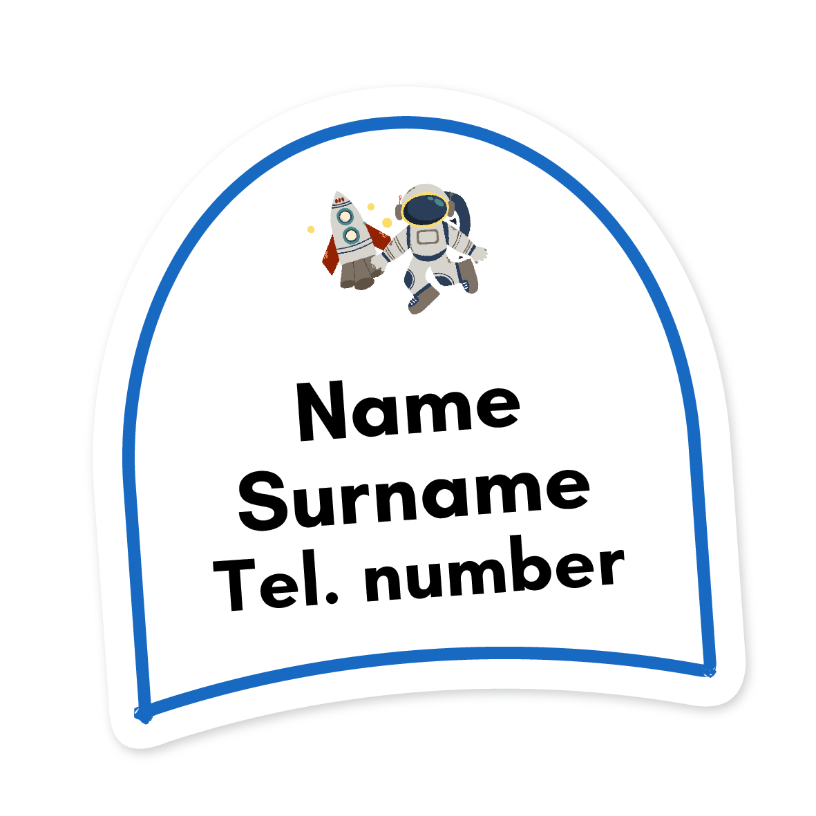 16 Personalised Shoe Labels | Space Man Rocket, personalised with your child's name
