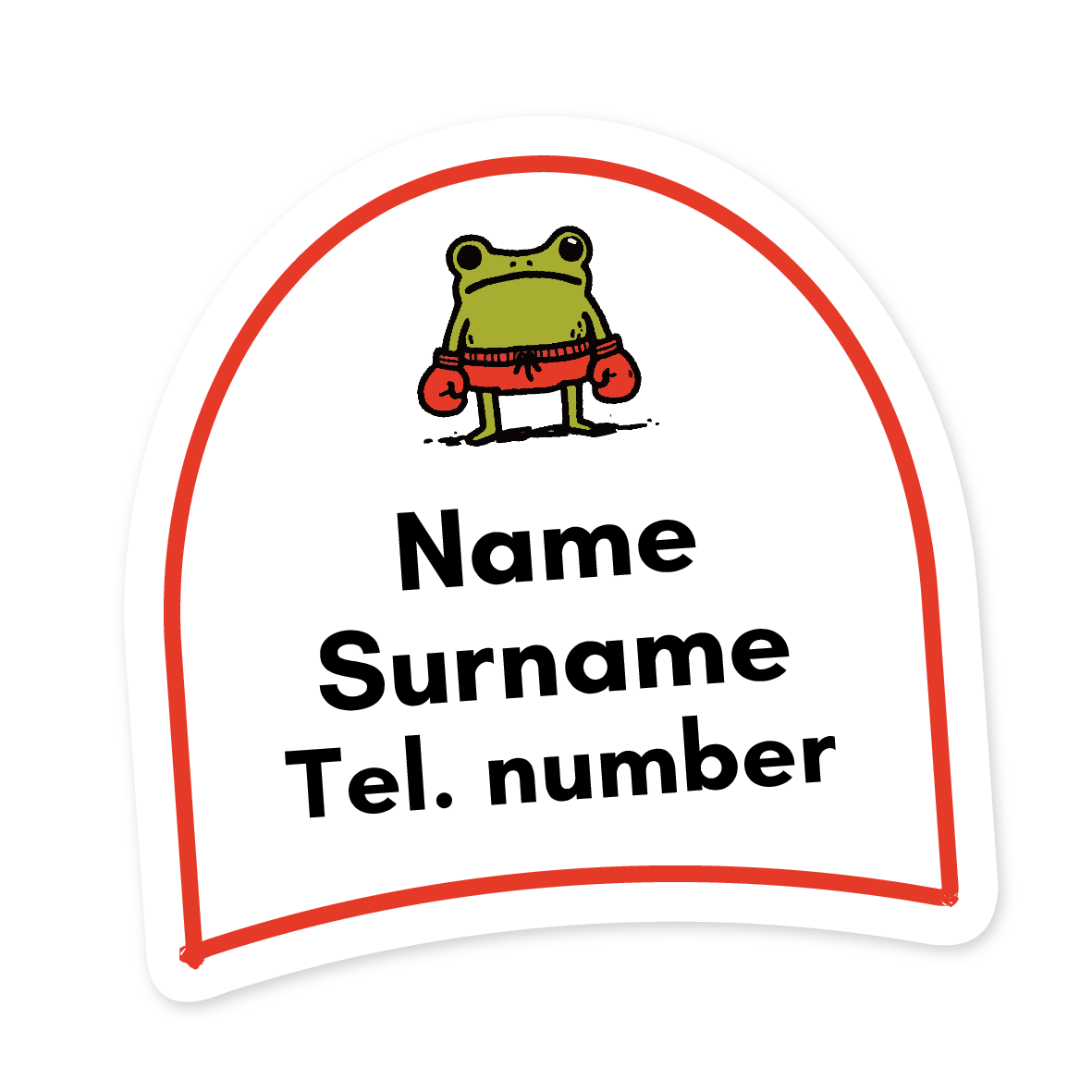 16 Personalised Shoe Labels | Frog Boxer, personalised with your child's name