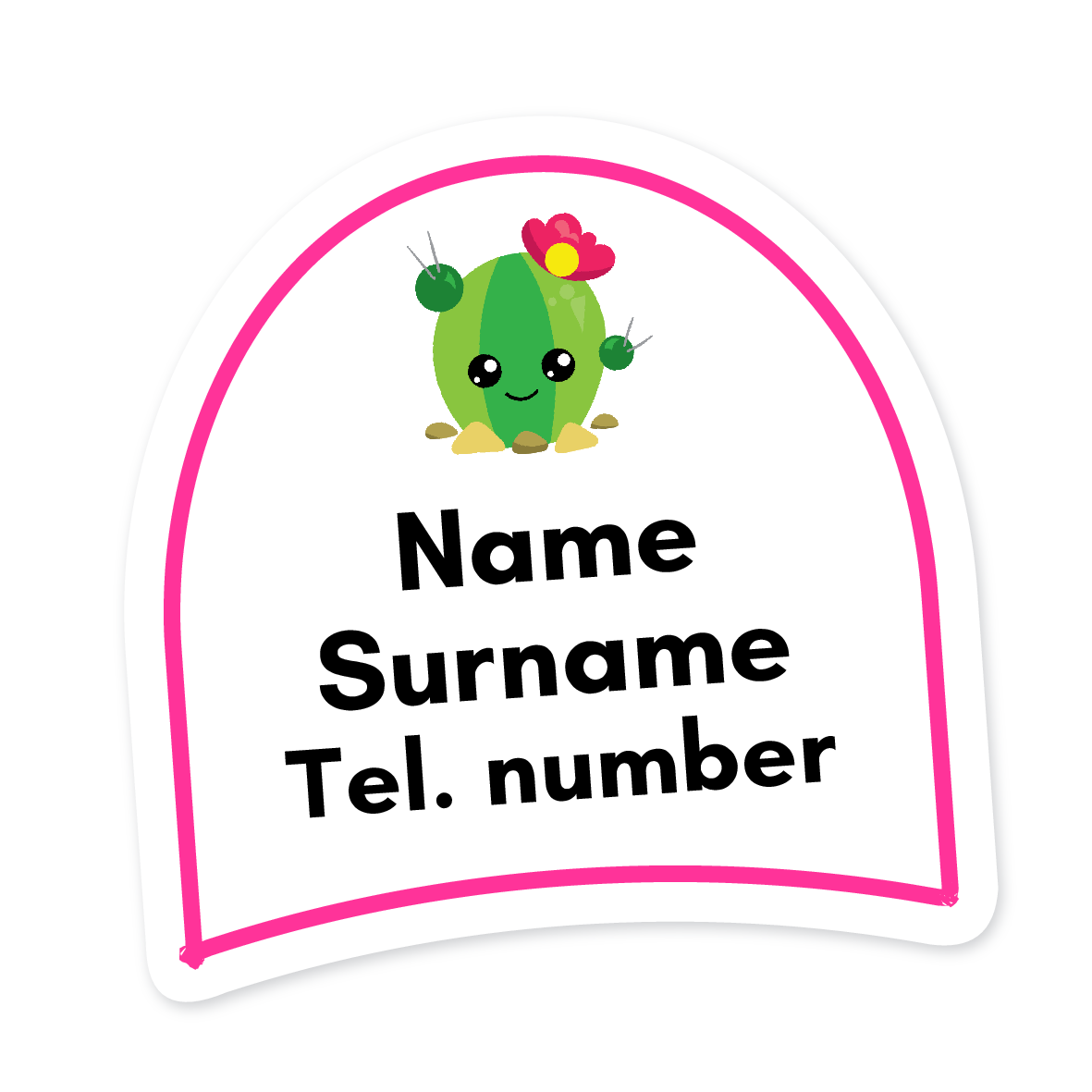 16 Personalised Shoe Labels | Cactus, personalised with your child's name
