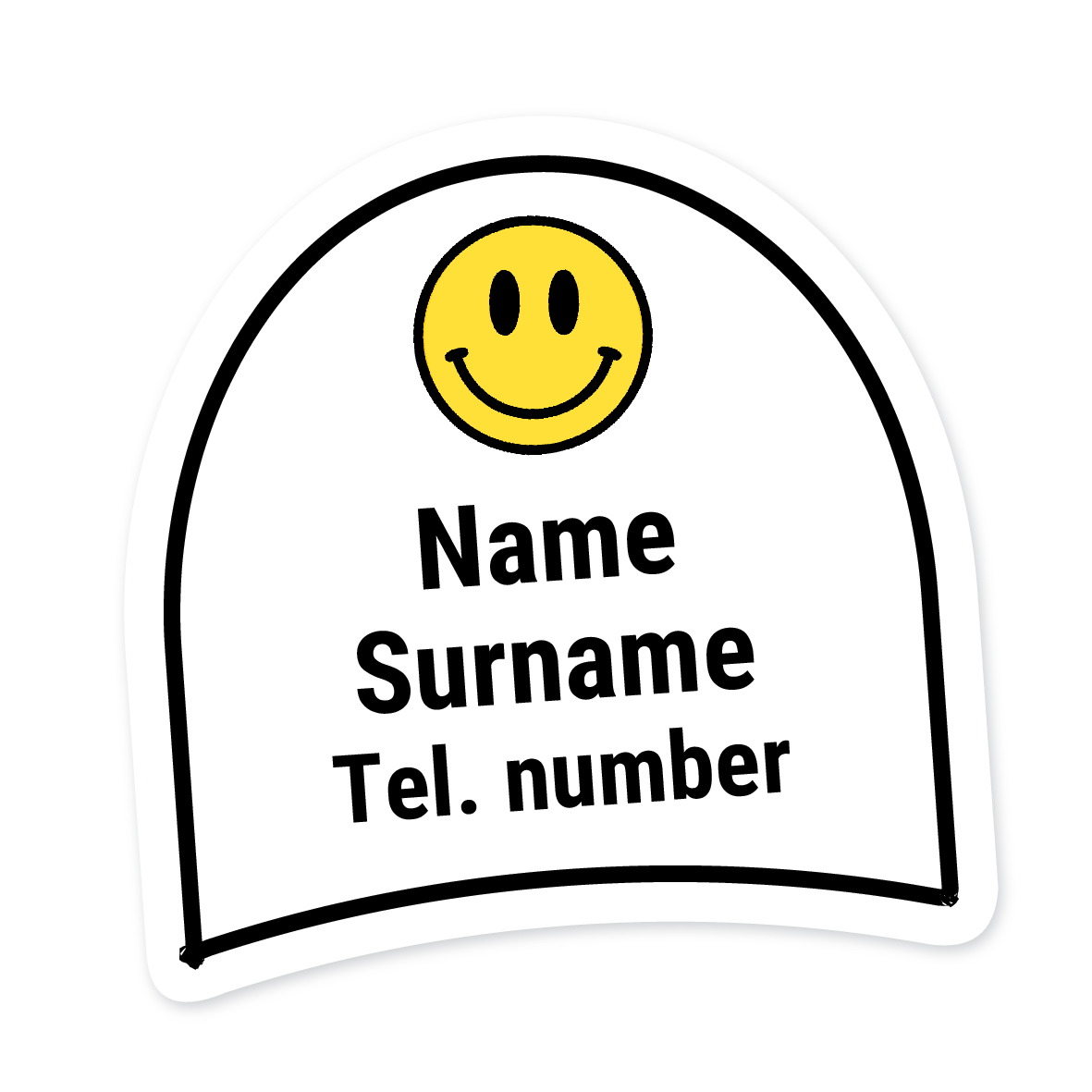 16 Personalised Shoe Labels | Smiley Face, personalised with your child's name