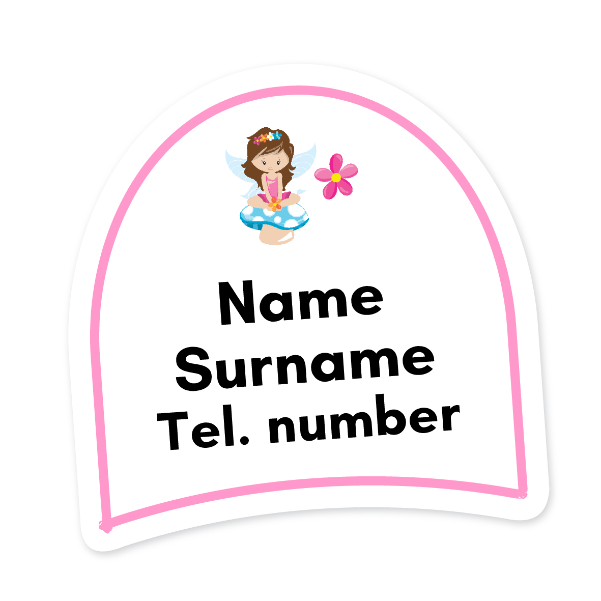 16 Personalised Shoe Labels | Fairy Pink, personalised with your child's name