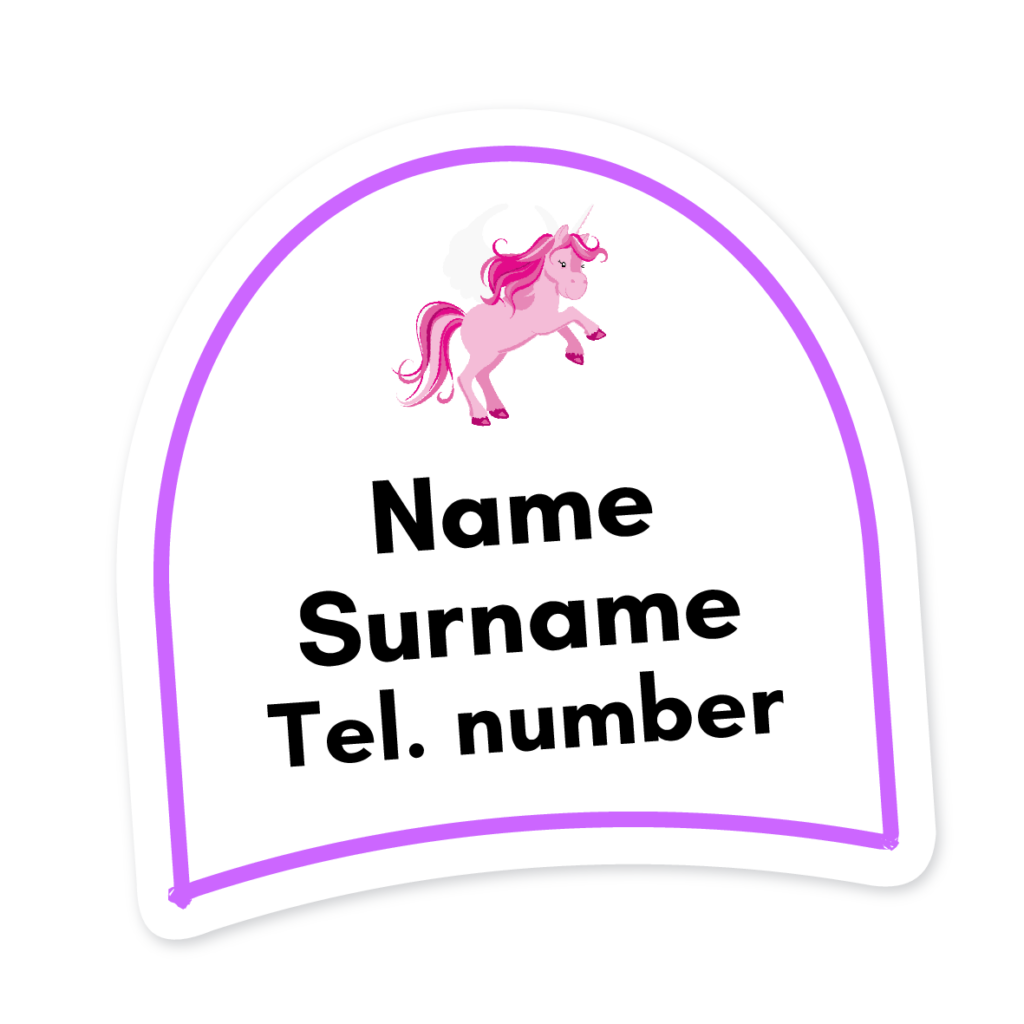 16 Personalised Shoe Labels | Unicorns, personalised with your child's name