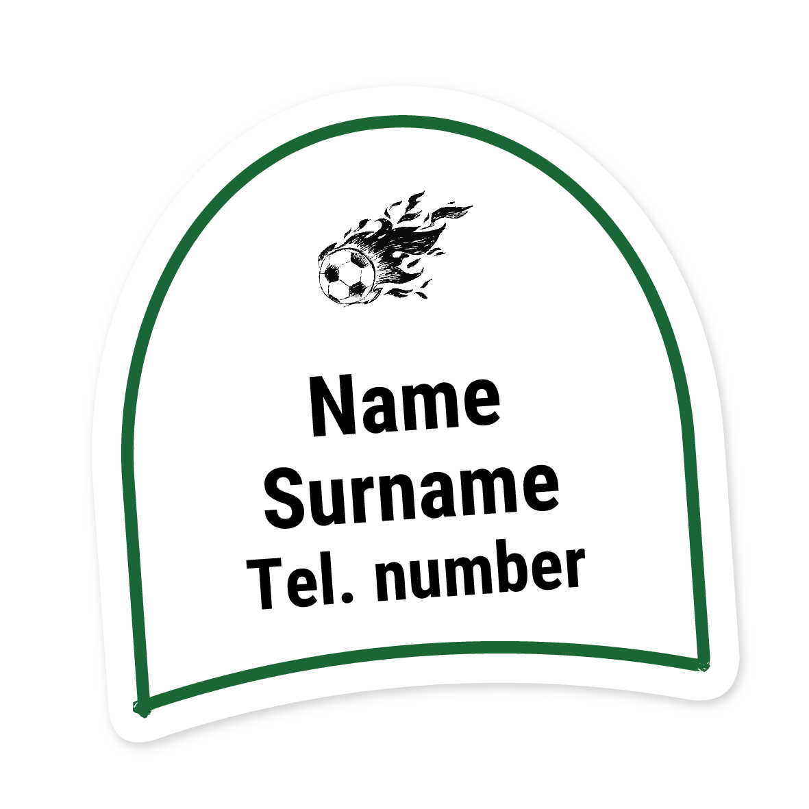 16 Personalised Shoe Labels | Flaming Soccer Ball, personalised with your child's name