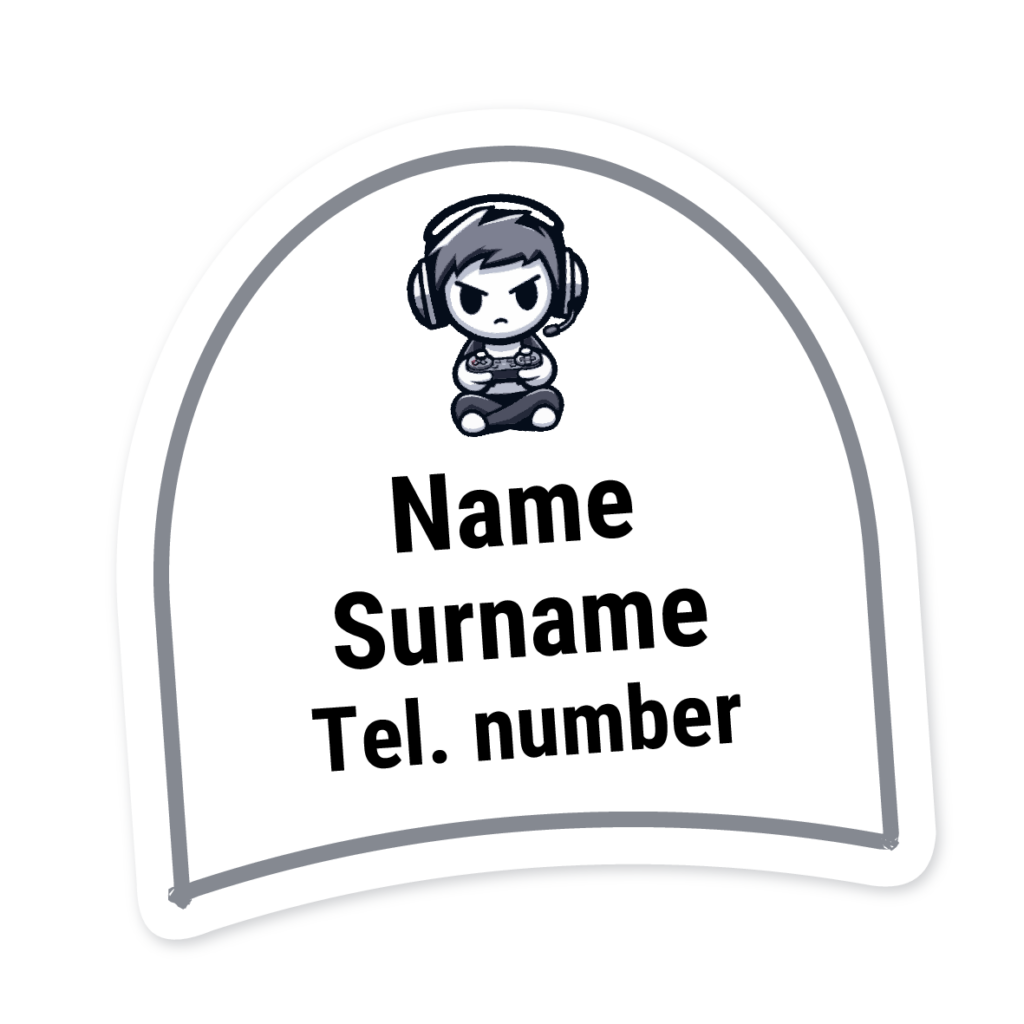 16 Personalised Shoe Labels | Gamer 2, personalised with your child's name
