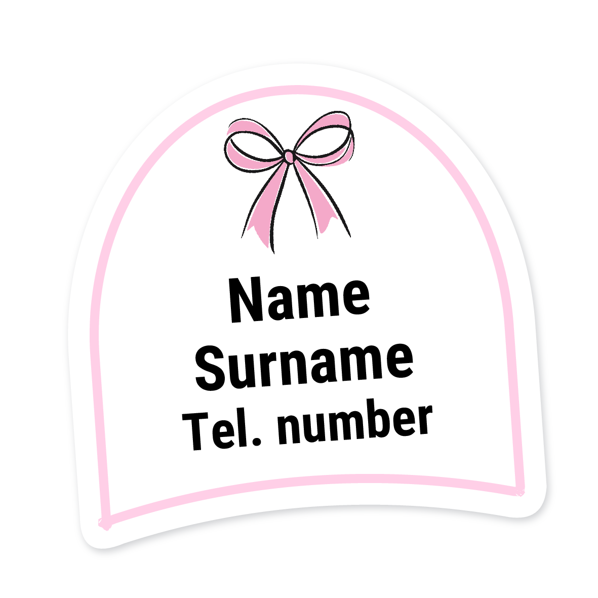 16 Personalised Shoe Labels | Pink Bow, personalised with your child's name