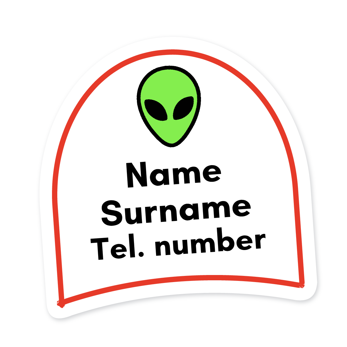16 Personalised Shoe Labels | Alien, personalised with your child's name