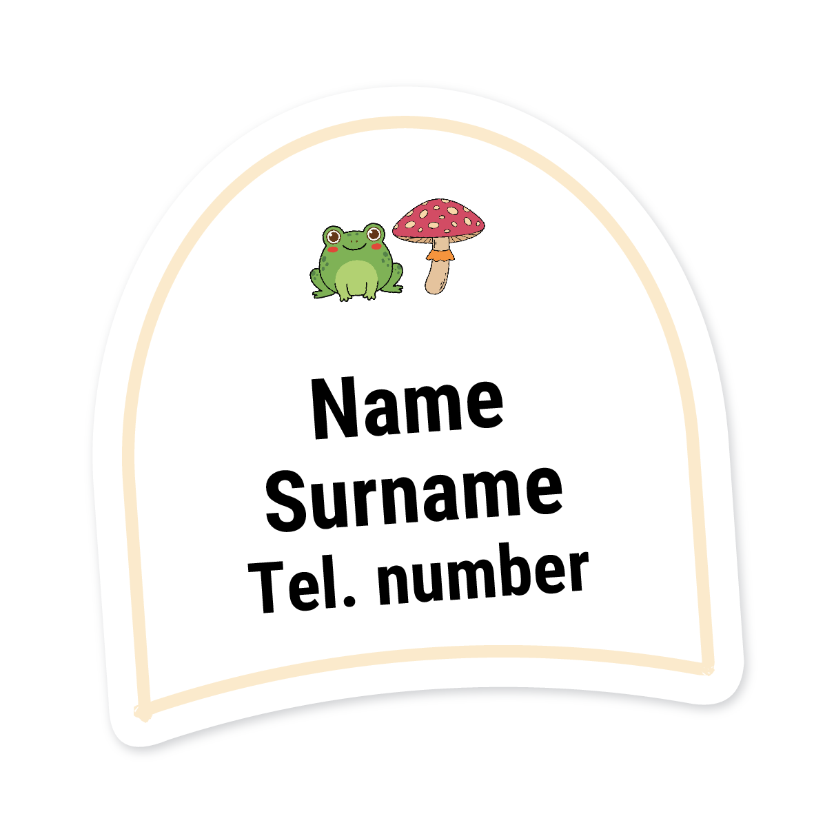 16 Personalised Shoe Labels | Frog & Mushroom, personalised with your child's name