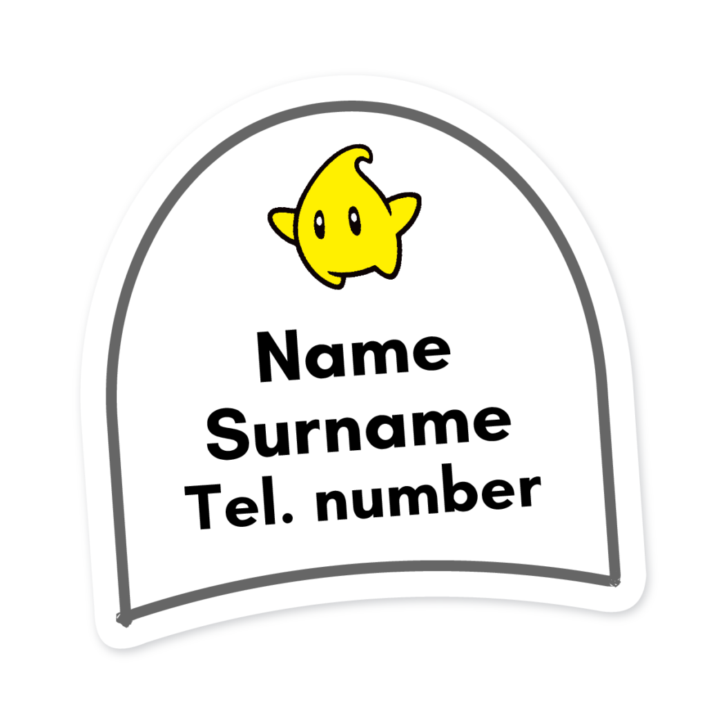 16 Personalised Shoe Labels | Yellow Character, personalised with your child's name