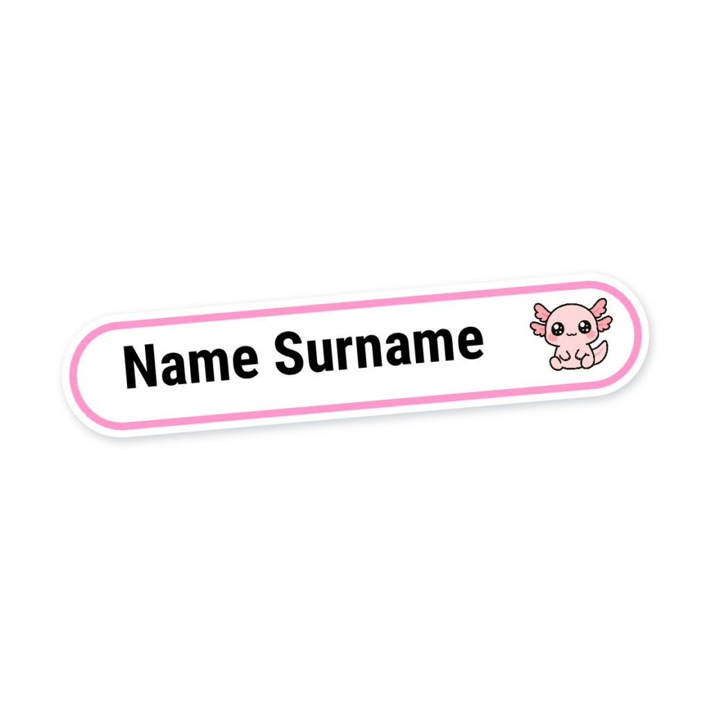 160 Personalised Stationery Labels | Axolotl, personalised with your child's name
