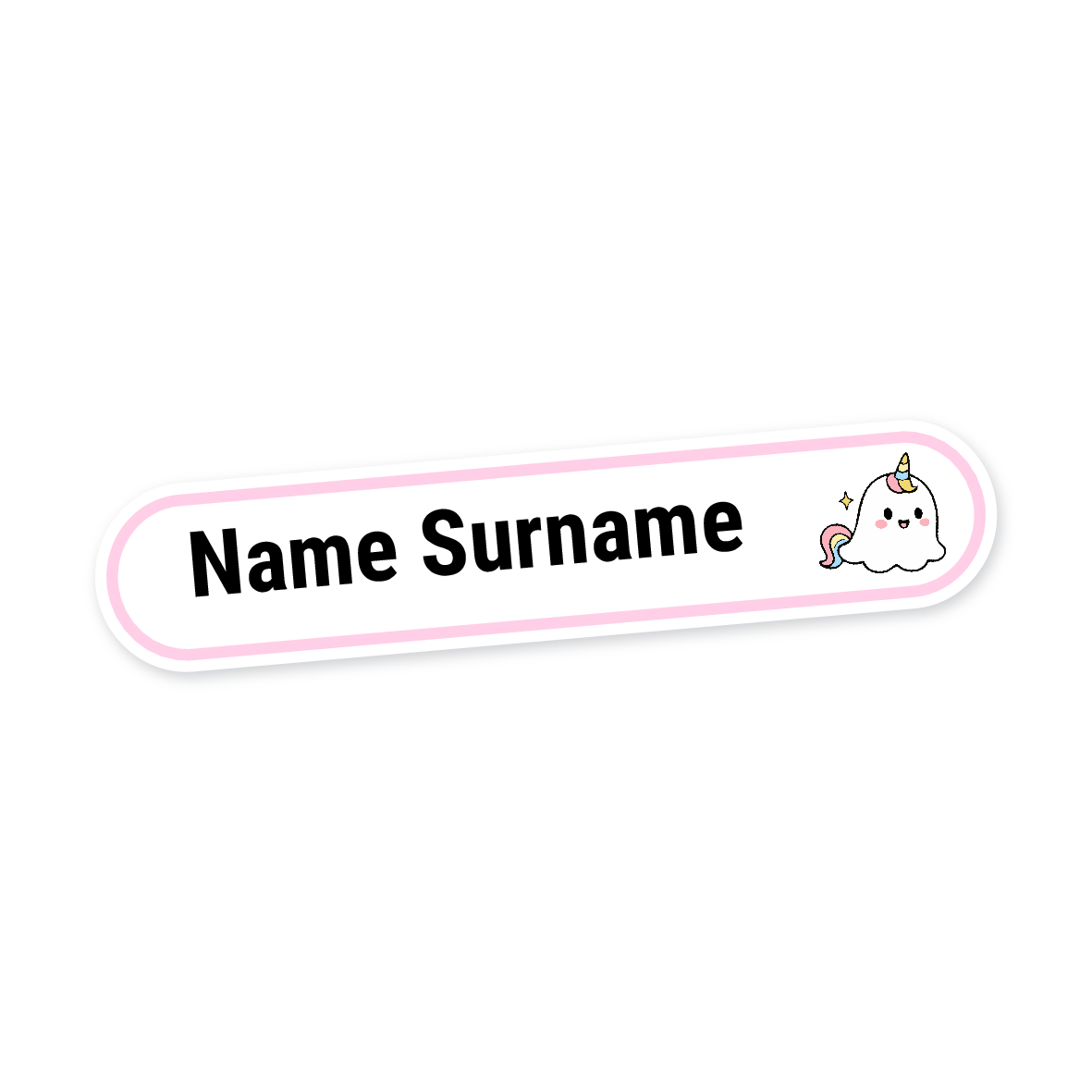 160 Personalised Stationery Labels | Ghost Unicorn, personalised with your child's name