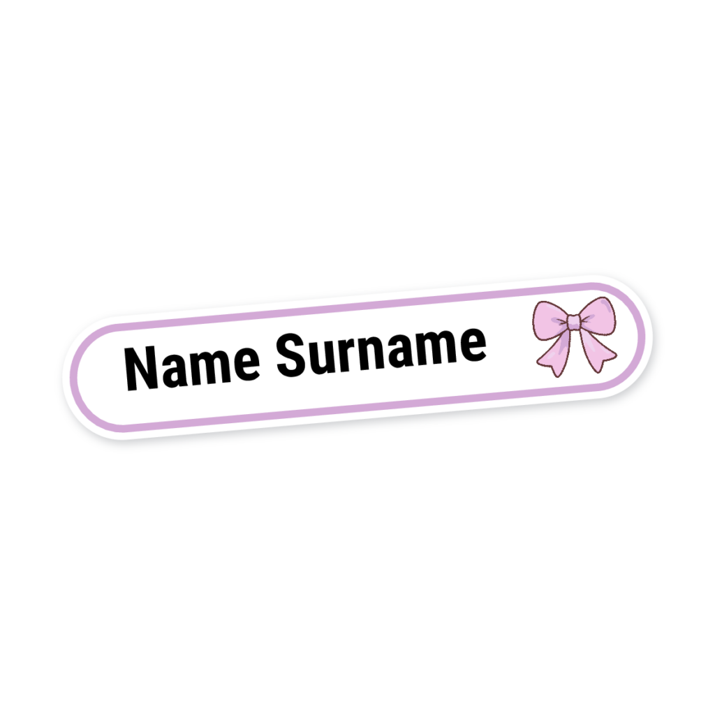 160 Personalised Stationery Labels | Bow, personalised with your child's name