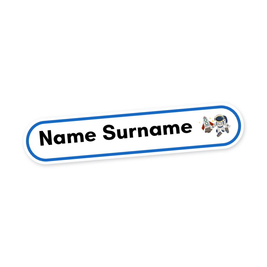 160 Personalised Stationery Labels | Space Man Rocket, personalised with your child's name