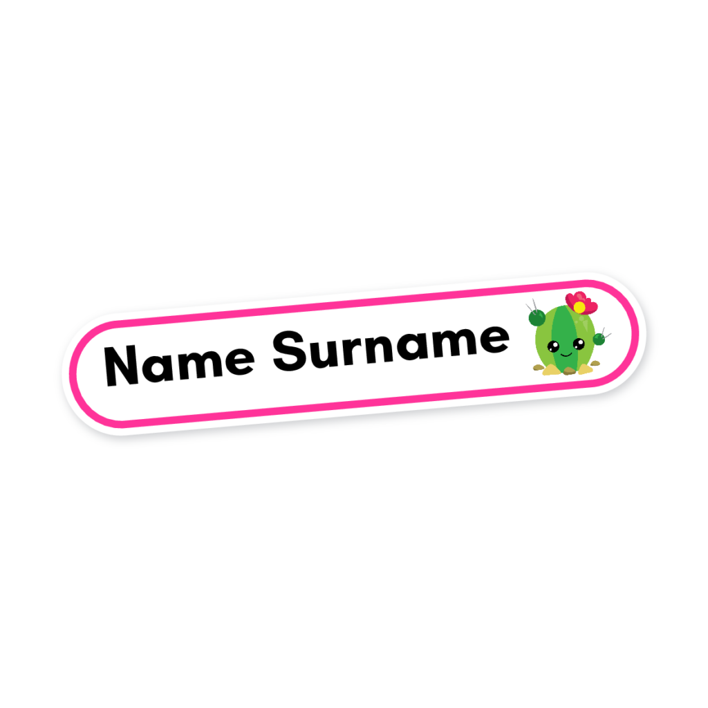 160 Personalised Stationery Labels | Cactus, personalised with your child's name