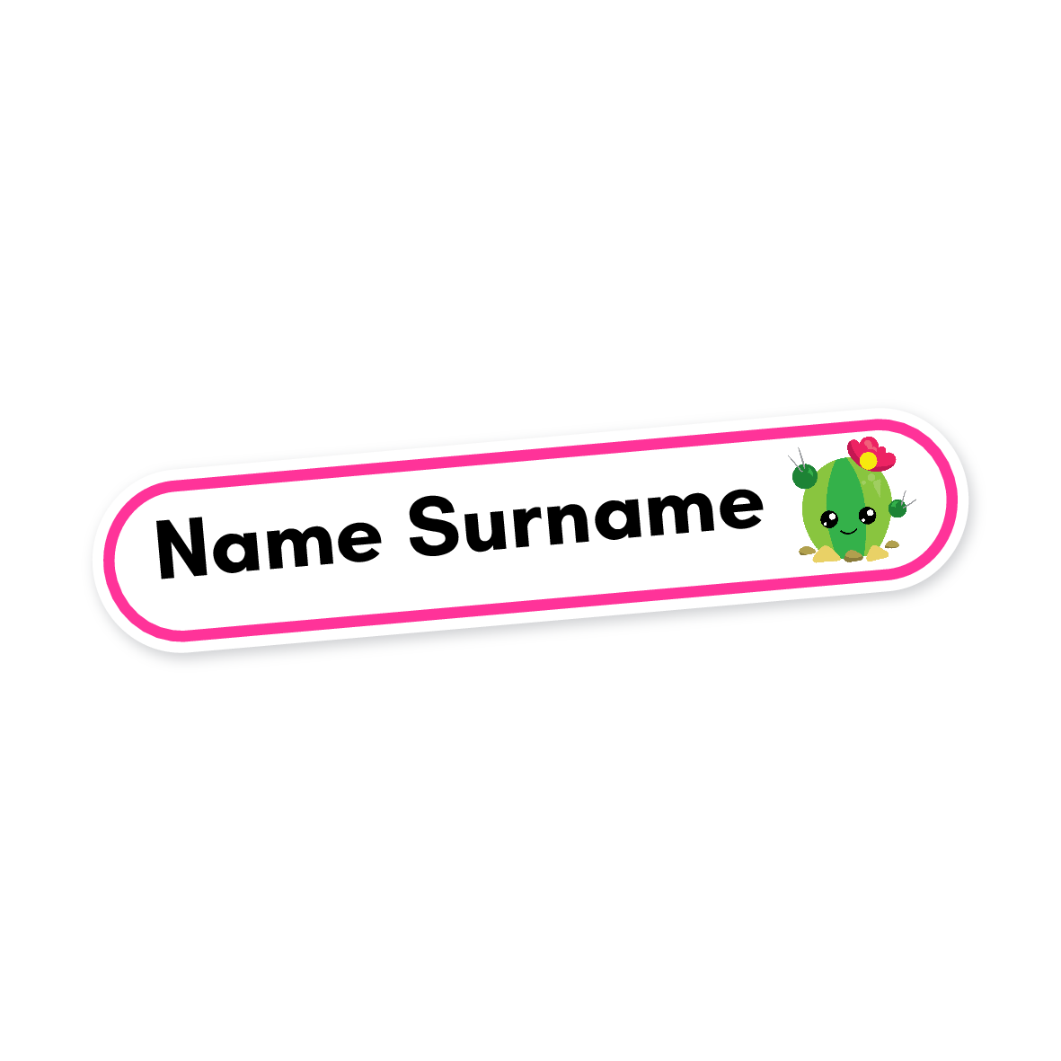 160 Personalised Stationery Labels | Cactus, personalised with your child's name