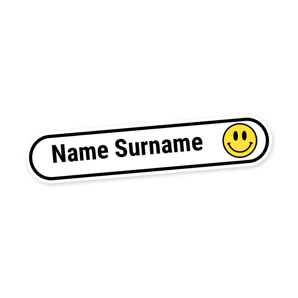 160 Personalised Stationery Labels | Smiley Face, personalised with your child's name