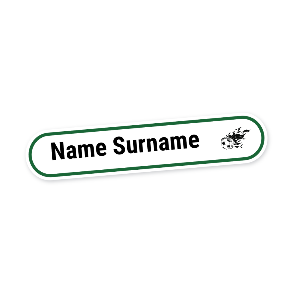 160 Personalised Stationery Labels | Flaming Soccer Ball, personalised with your child's name