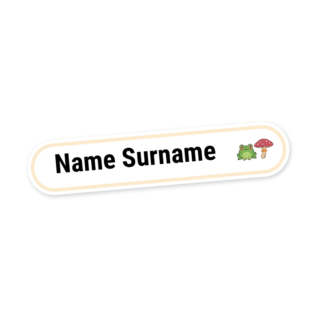 160 Personalised Stationery Labels | Frog & Mushroom, personalised with your child's name