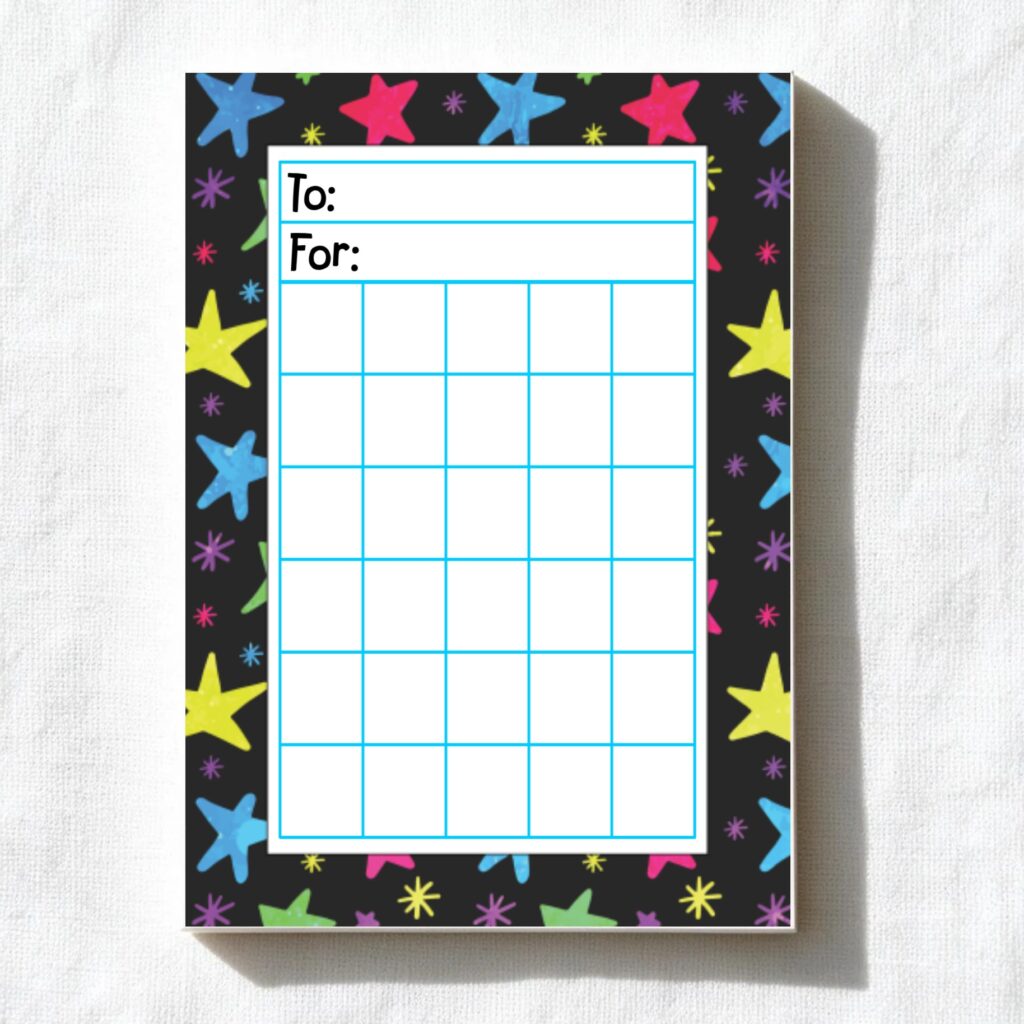 Star Chart A6 notepad design