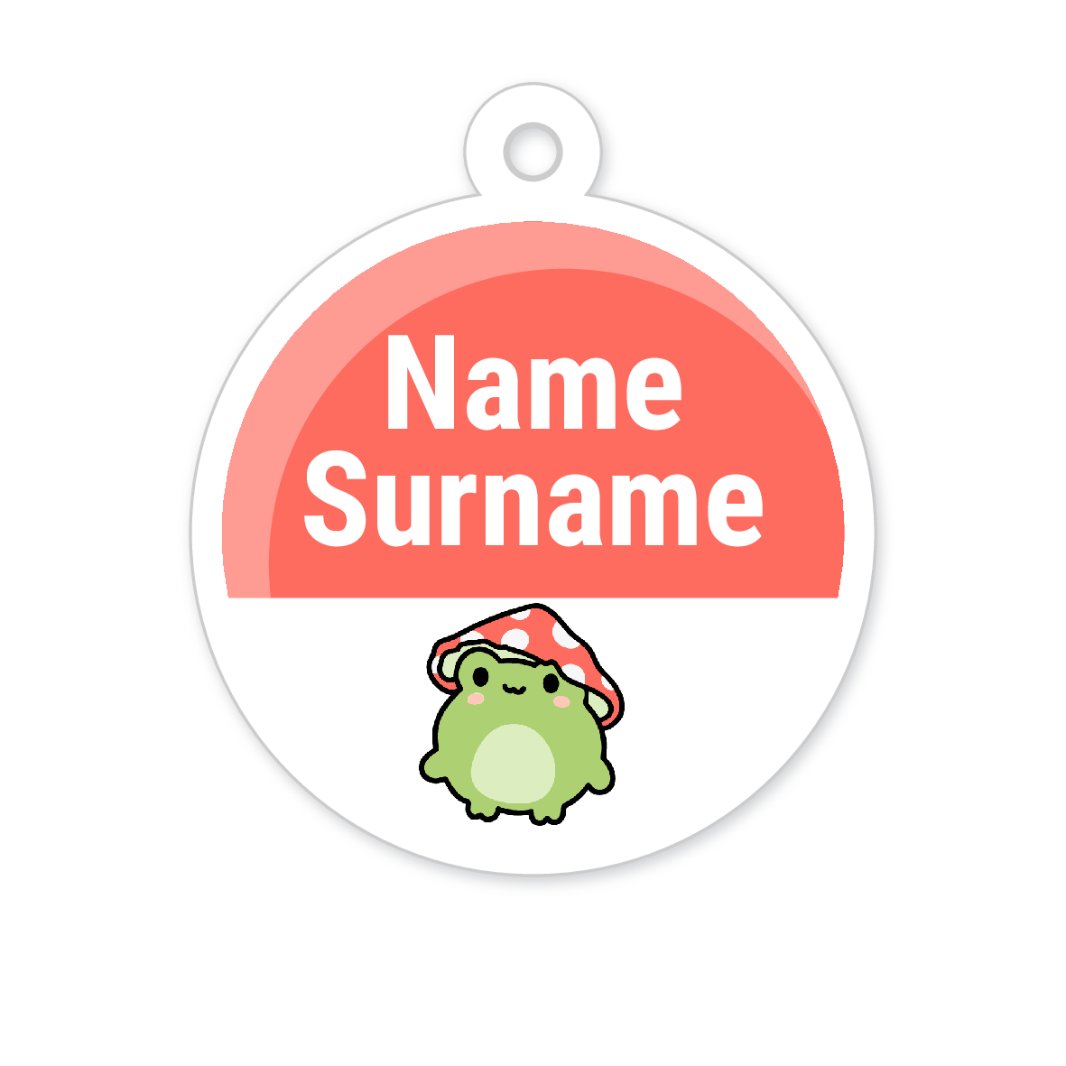 5 Personalised Zipper Tags | Frog, personalised with your child's name
