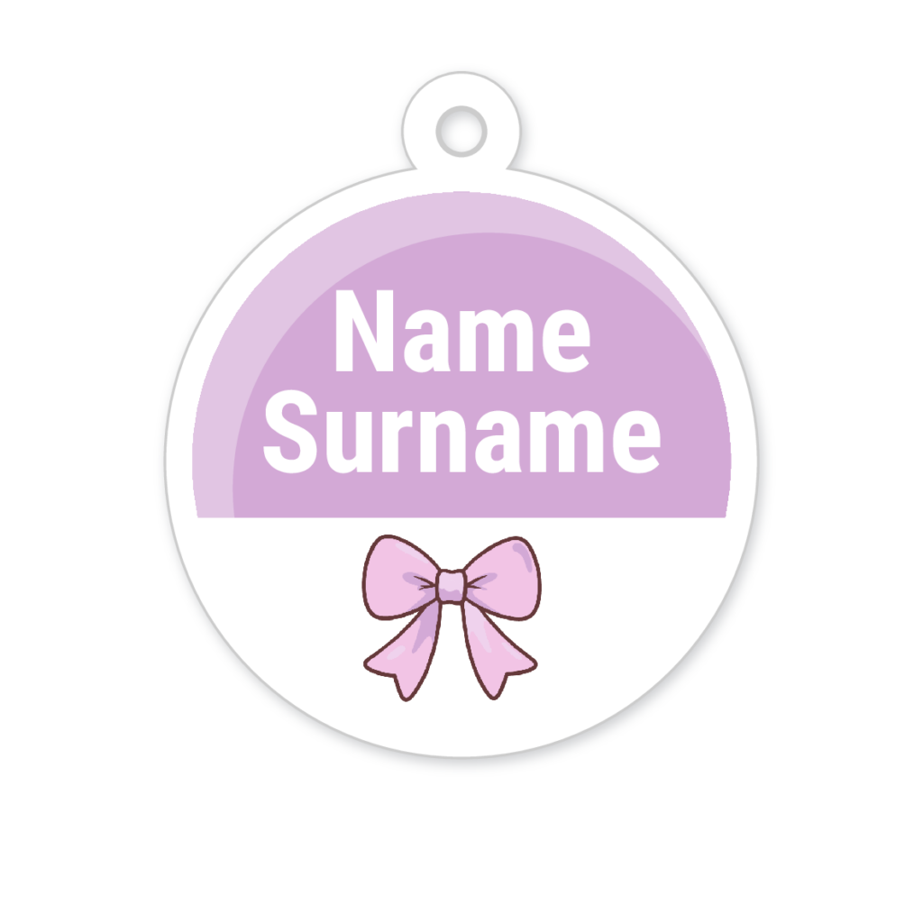 5 Personalised Zipper Tags | Bow, personalised with your child's name