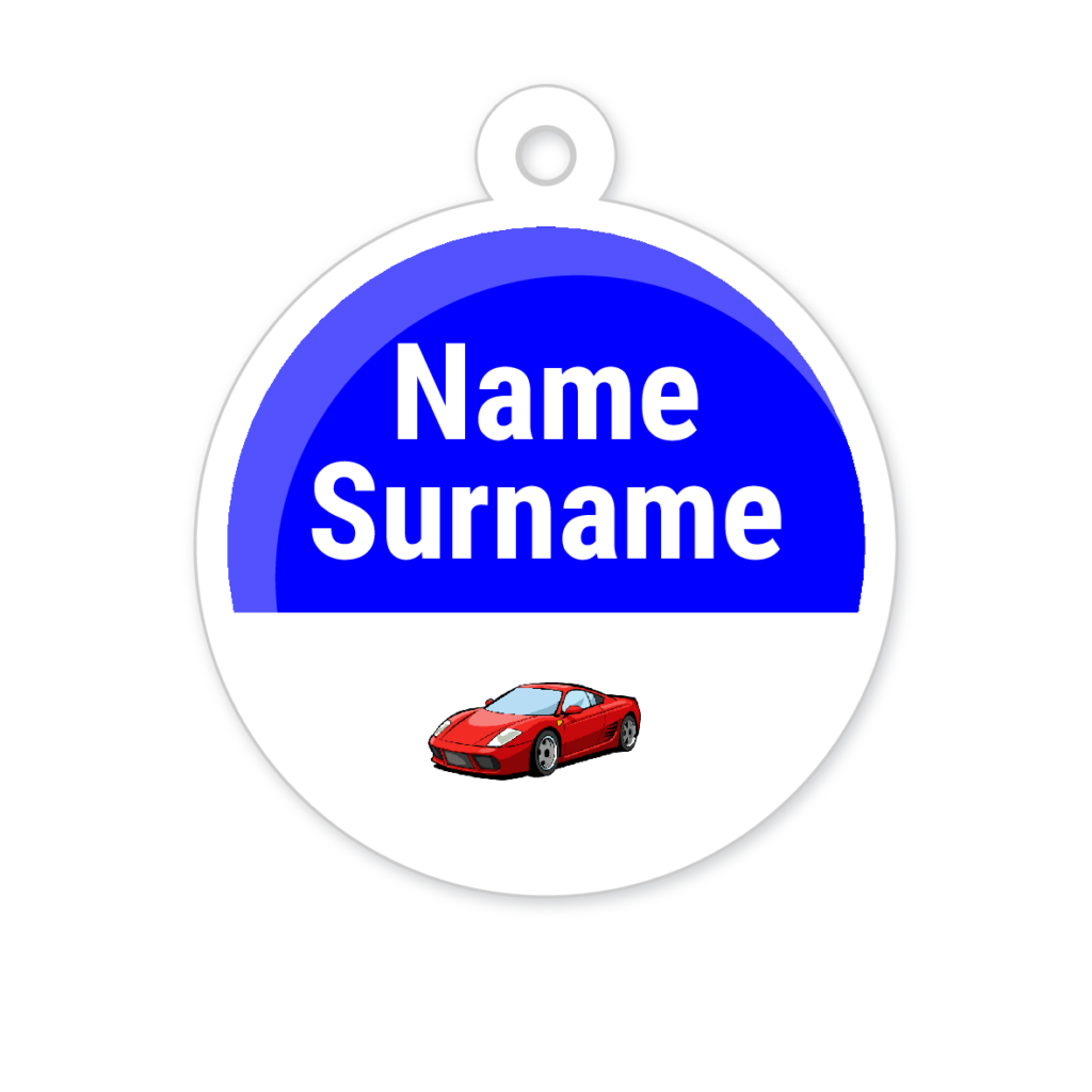 5 Personalised Zipper Tags | Racing Car Red, personalised with your child's name