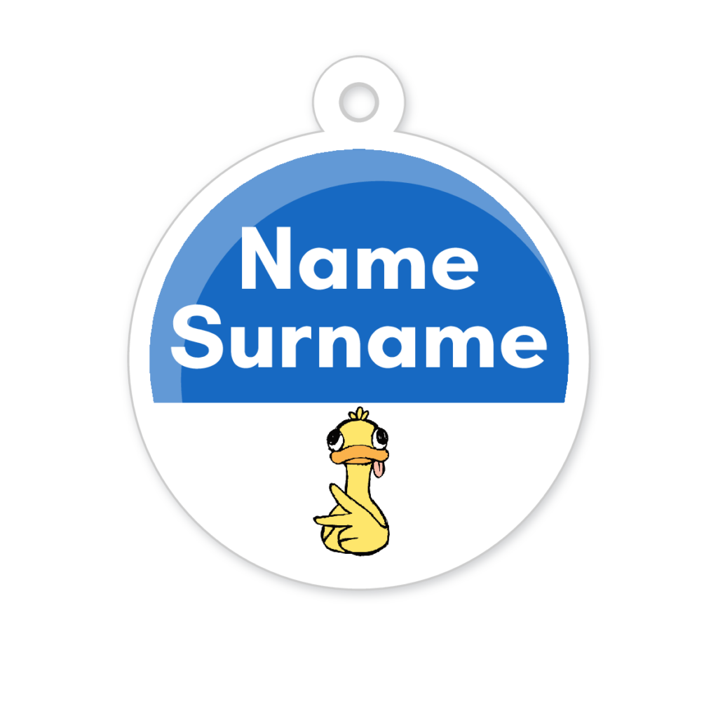 5 Personalised Zipper Tags | Duck, personalised with your child's name