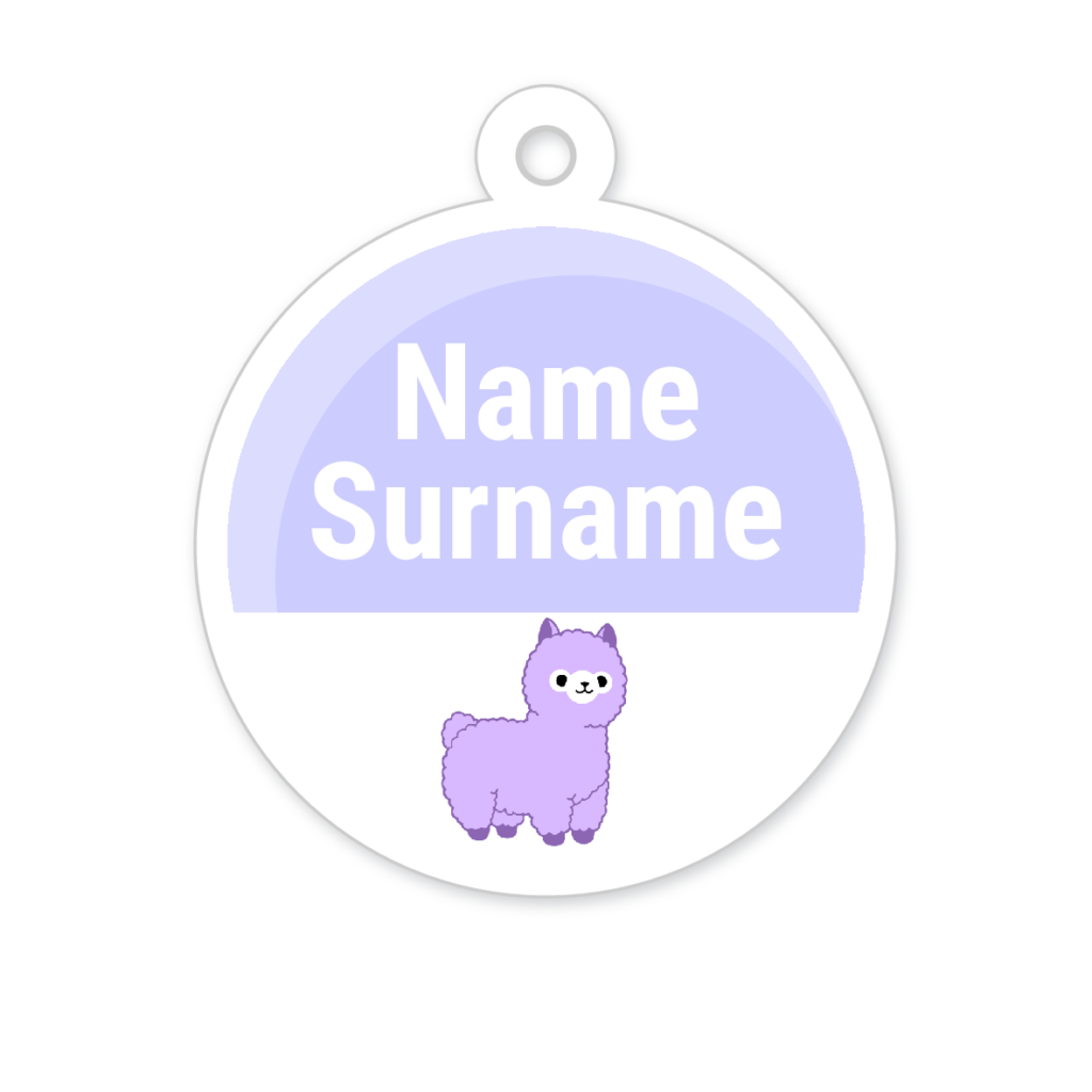 5 Personalised Zipper Tags | Llama, personalised with your child's name