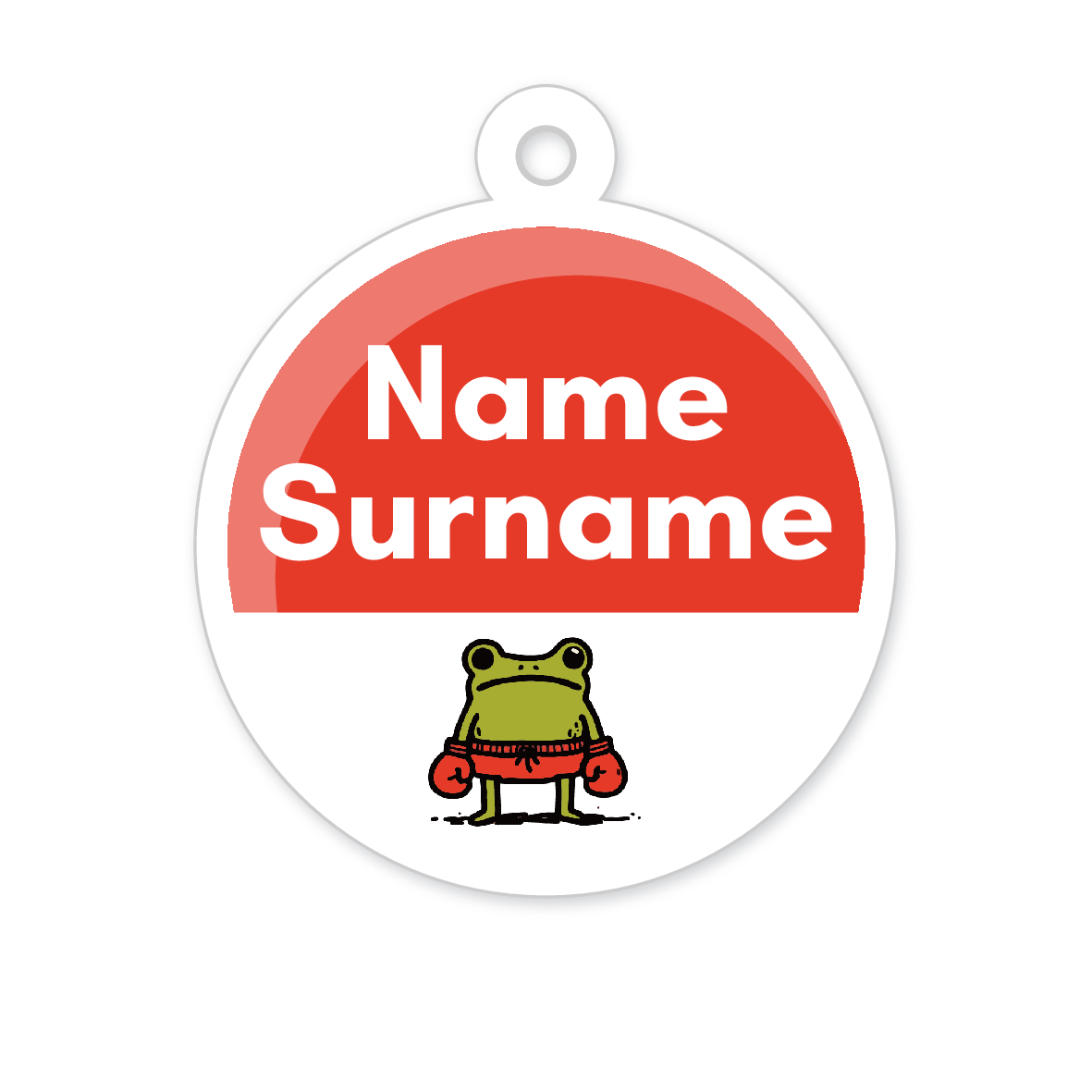 5 Personalised Zipper Tags | Frog Boxer, personalised with your child's name