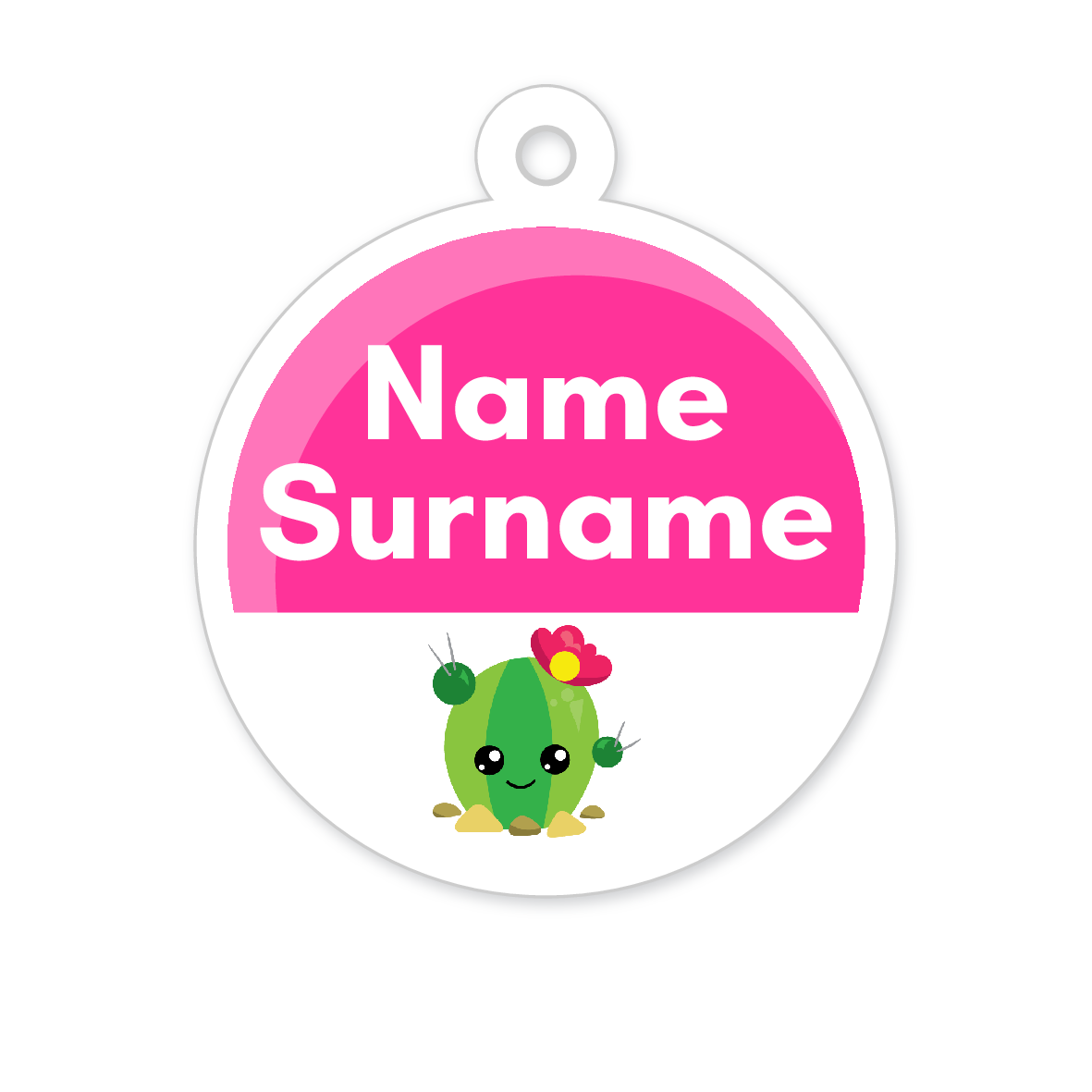5 Personalised Zipper Tags | Cactus, personalised with your child's name