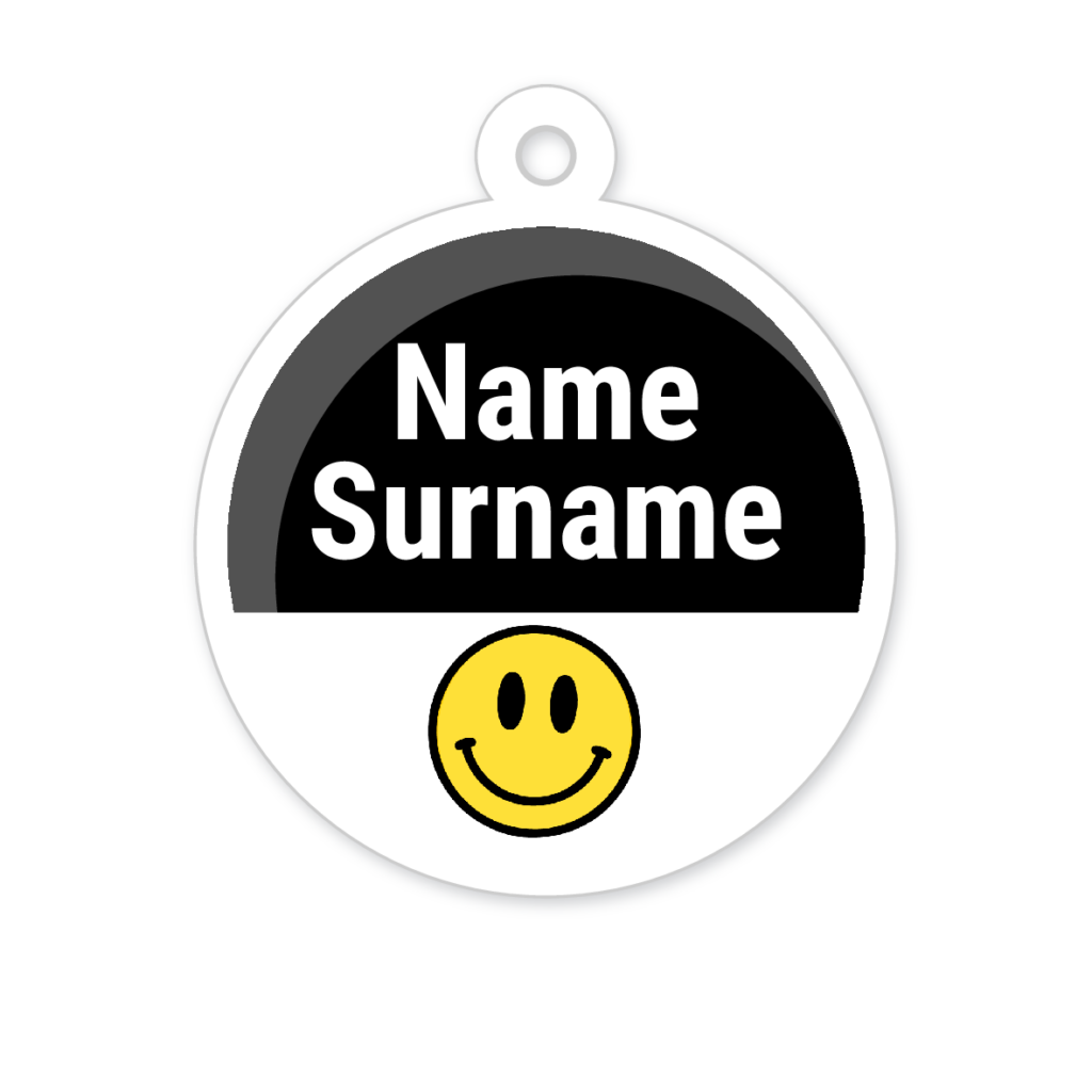 5 Personalised Zipper Tags | Smiley Face, personalised with your child's name