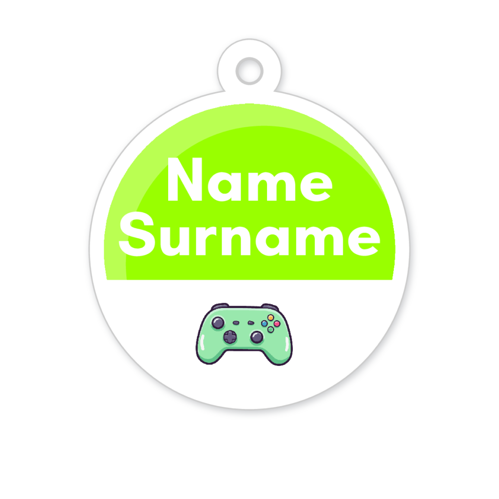 5 Personalised Zipper Tags | Gamer 1, personalised with your child's name