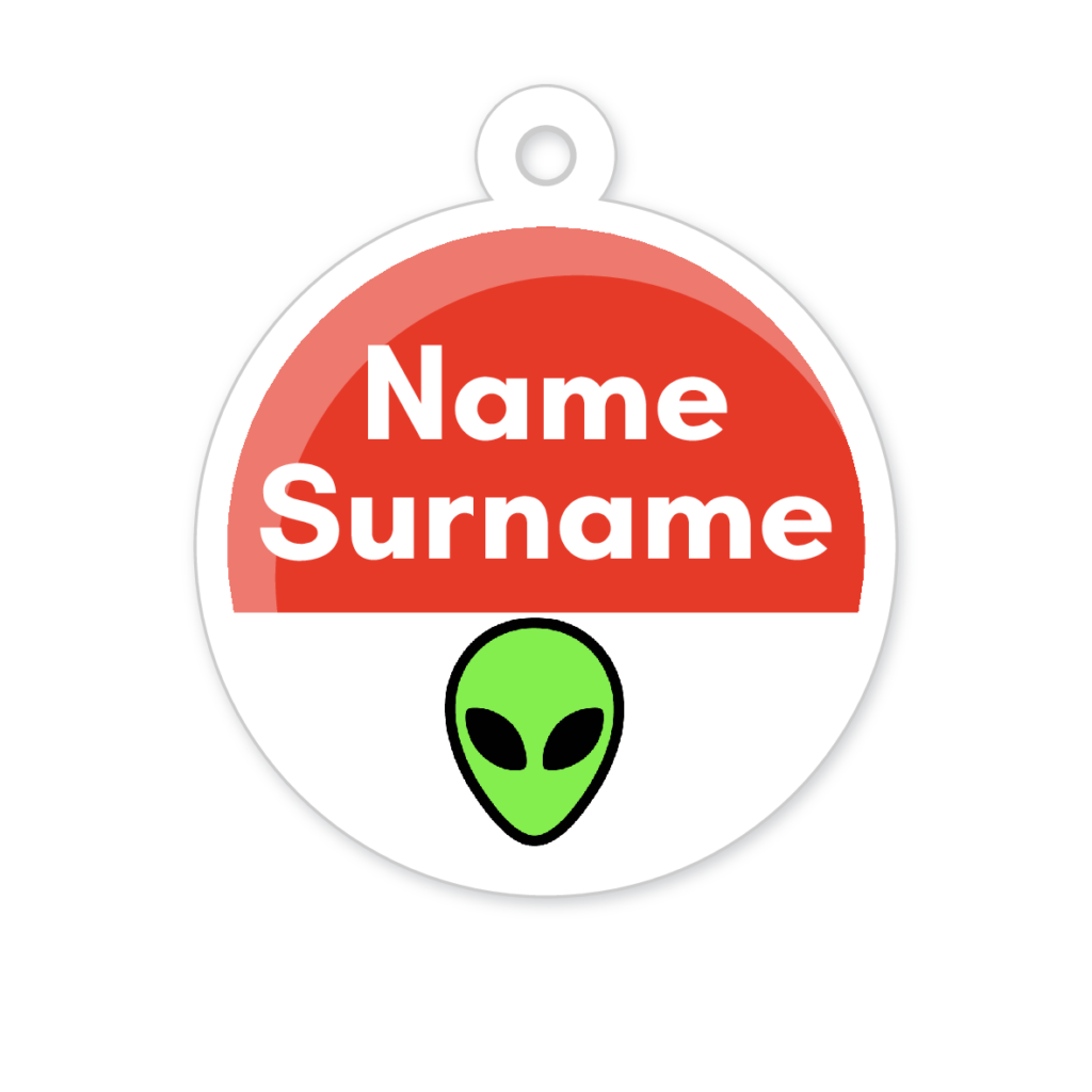 5 Personalised Zipper Tags | Alien, personalised with your child's name
